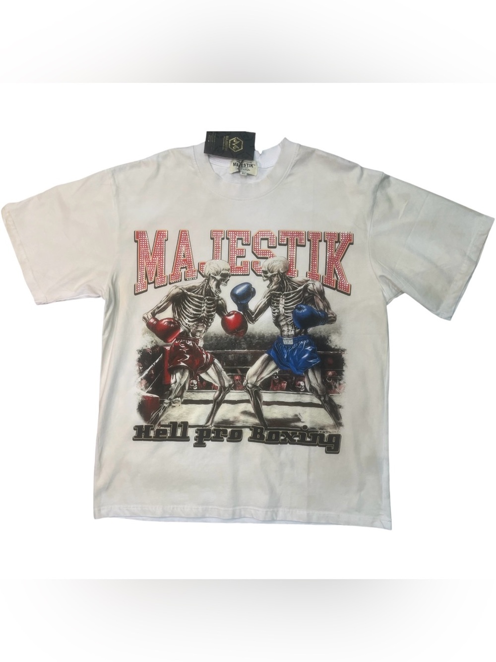 Sz Xl Majestic diamond tee White "Hell Pro Boxing" Graphic Tee